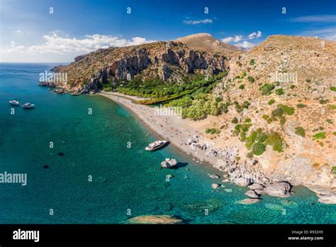 Preveli Strand Auf Der Insel Kreta Mit Azurblauen Wasser Griechenland Europa Kreta Ist Die