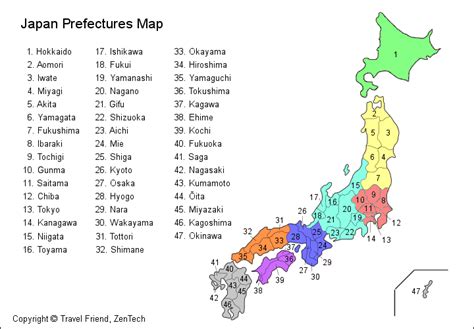 Map Of Japan Japan Prefectures Map Travel Friend Zentech