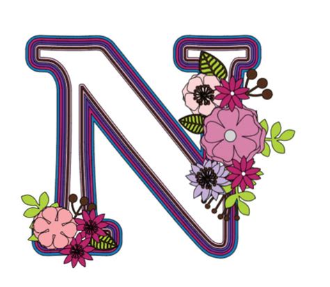 Layered Letter N With Flowers Svg File Alphabet Svg For Etsy
