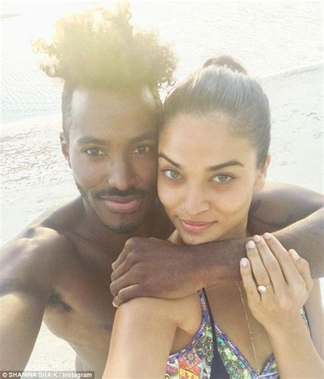 shanina shaik engaged to her beau dj ruckus as he proposes to her in the bahamas daily mail online