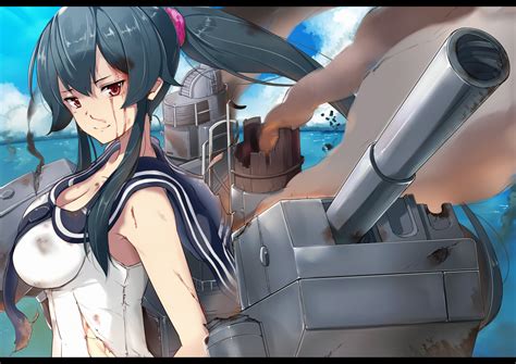 Anthropomorphism Blood Breasts Cleavage Kantai Collection Long Hair