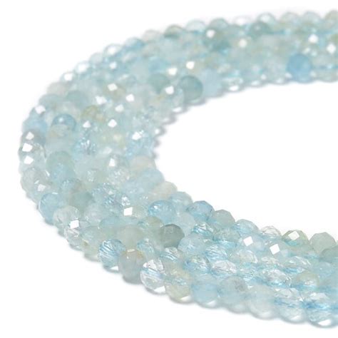 Natural Aquamarine Faceted Round Beads 2mm 3mm 4mm 155 Etsy