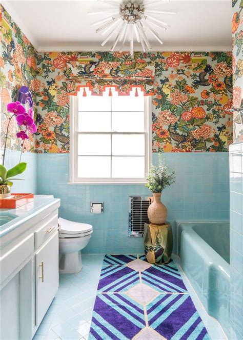 Blue Tile Wallpaper Bathroom Bathroomtiles Decoração Descoladas