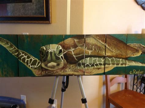Sea Turtle Painting On Wood Planks Sea Turtle Painting Turtle