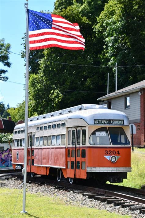 Boston Pcc Trolley 3204 At Trolley Museum Of New York In Kingston New