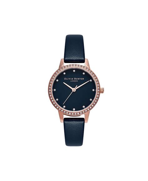 Olivia Burton Womens Timeless Classic Navy Leather Strap Watch 30mm