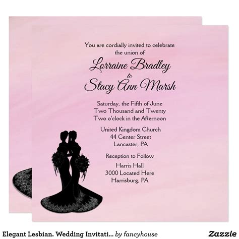 elegant lesbian wedding invitation pink pink wedding invitations wedding