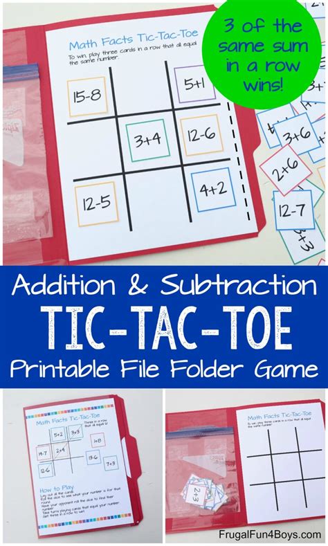 Addition And Subtraction Tic Tac Toe Math Game Frugal Fun For Boys