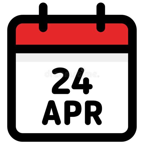 Calendar With 24 April In A Flat Design Vector Illustration Stock