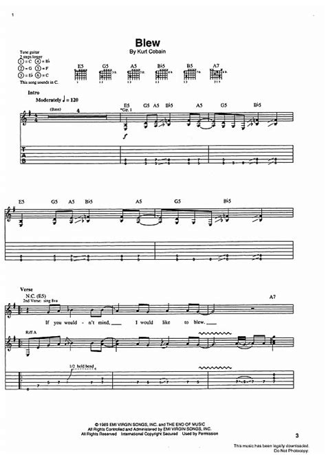 Blew Gitarre Tab Pdf Noten Von Nirvana In Fbd 2327