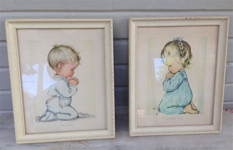Vintage Framed Prints 2 Bless Us All And A Childs Prayer By Charlot