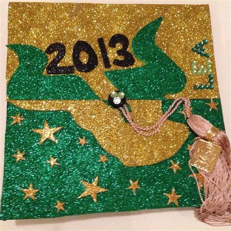 Green And Gold Grad Cap With Stars Usf College Graduation Cap