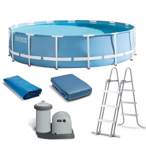 Intex 18ft X 48in Prism Steel Frame Swimming Pool Set W Cover Ladder