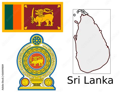 Sri Lanka Flag National Emblem Map Stock Vector Adobe Stock
