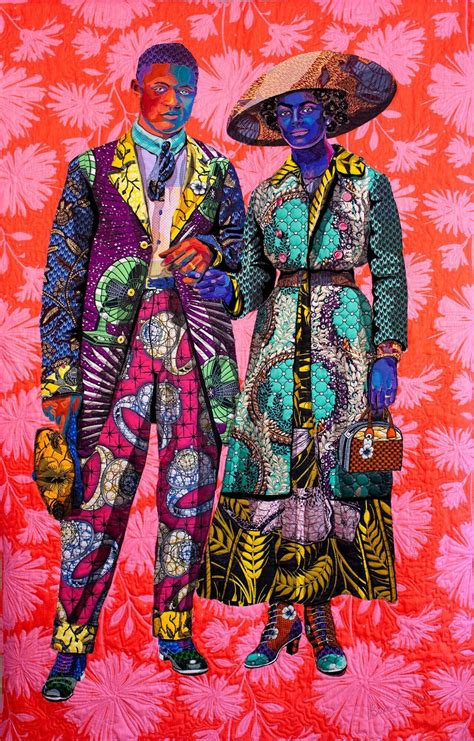 African Fabrics Connect To Form Quilted Portraits Of Black Figures By