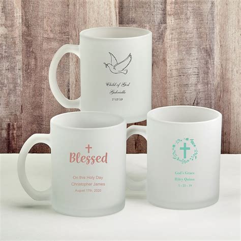 Personalized 11 Oz Frosted Glass Coffee Mug Baptism Favors Famous Favors