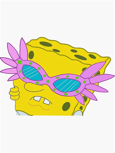 Spongebob Glasses Meme Sticker Sticker By Sashagrace1 Redbubble