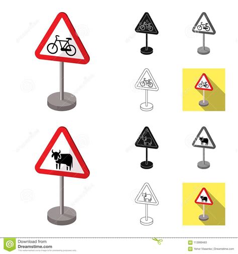 Different Types Of Road Signs Cartoonblackflat