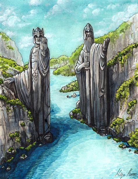 Argonath Lord Of The Rings Watercolor And Ink By Me Rfanart