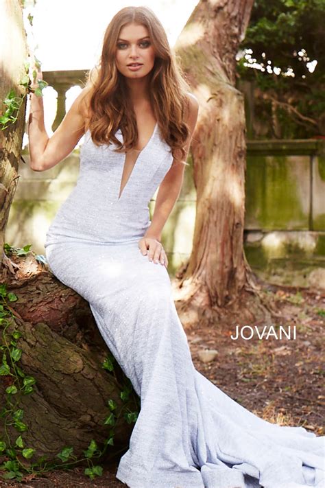Jovani 55414 Wine Long Backless Halter Glitter Dress