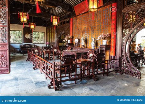Interior Furnishings Of Chinese Ancient House In Suzhou Editorial Image