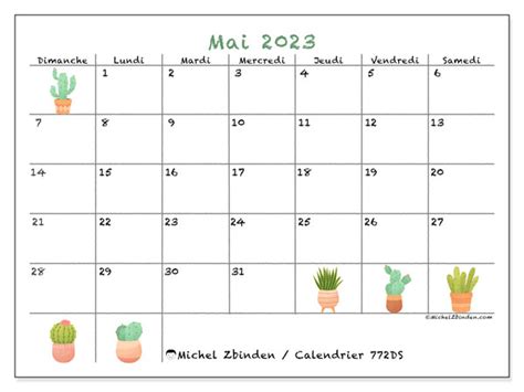 Calendrier Mai 2023 à Imprimer “63ds” Michel Zbinden Be