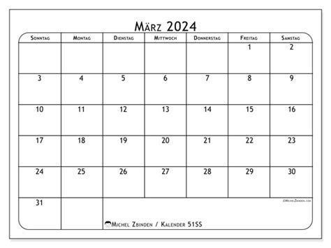 Kalender März 2024 51ss Michel Zbinden Be