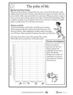Living a healthy life grade/level: 3rd grade, 4th grade Science Worksheets: Taking your pulse ...