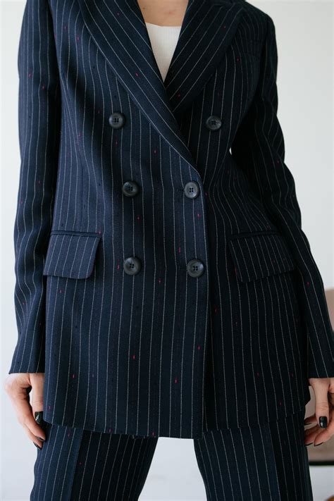 Women Double Breasted Suit Navy Blue Etsy