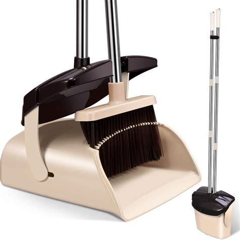 Mosuch Broom And Dustpan Set Extendable Long Handle Brooms Upright