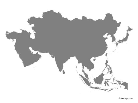 Grey Map Of Asia Free Vector Maps Asia Map Map Vector Map