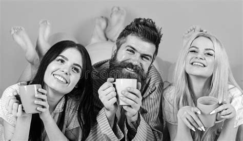 Lovers Drinking Coffee In Bed Lovers In Bed Concept Man And Women