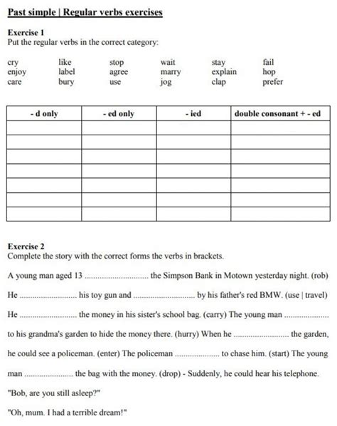 The structure of the past simple with the main verb be is Past simple. Regular verbs.: Regular verbs worksheet