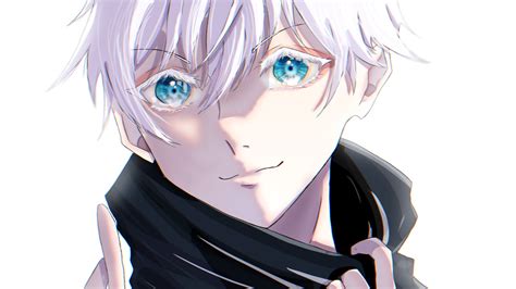 Anime Jujutsu Kaisen Satoru Gojo White Hair Blue Eyes Boy Glasses The