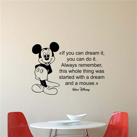 If You Can Dream Wall Decal Mickey Mouse Walt Quote Lettering Playroom