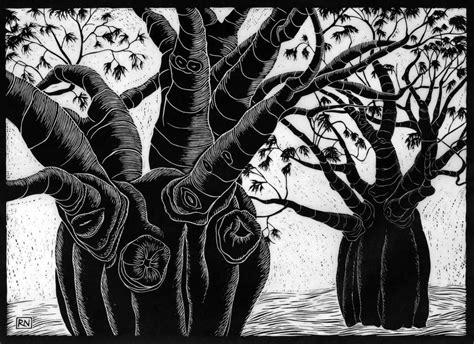 Landscape Trees And Water Linocuts — Rachel Newling