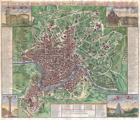Vecchia Mappa Roma Mappe Antiche Stampa Su Tela Vecchie Mappe