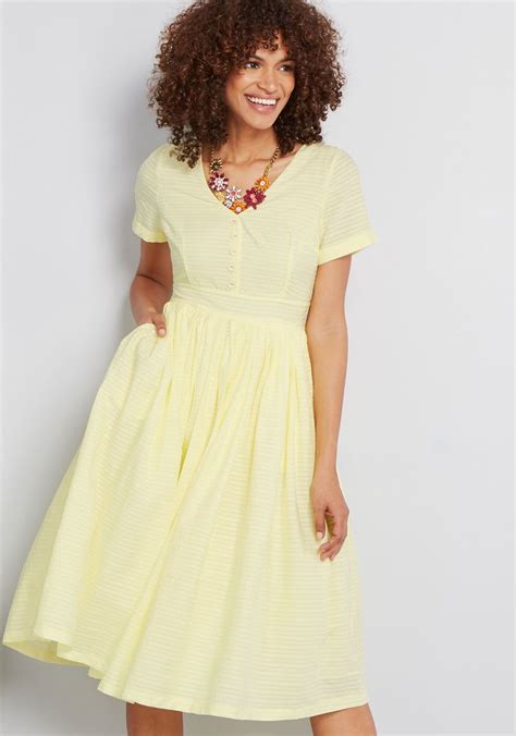 Fabulous Yellow Fit And Flare Shirt Dress Mod And Retro Clothing