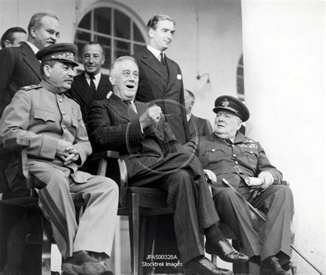 Roosevelt Stalin And Churchill Meeting At The Tehran Conference In