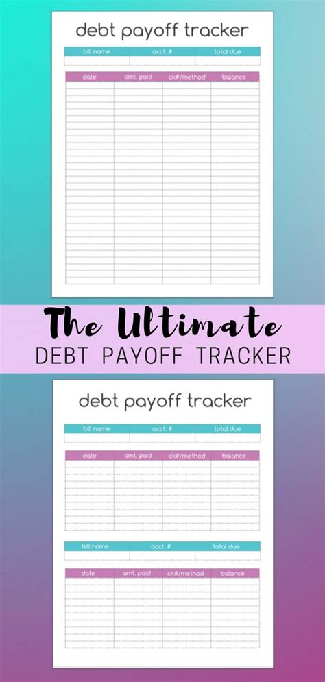 Debt Payoff Tracker Printable Full Page And Half Worksheet Etsy