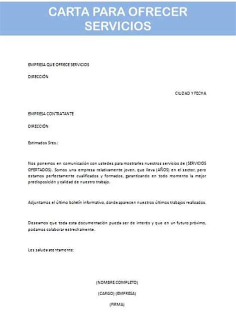 Carta Para Ofrecer Servicios Ejemplo Y Modelo Descargable 2022