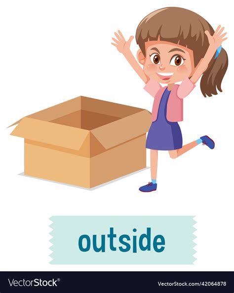 Preposition Of Place With Cartoon Girl And A Box Vector Image