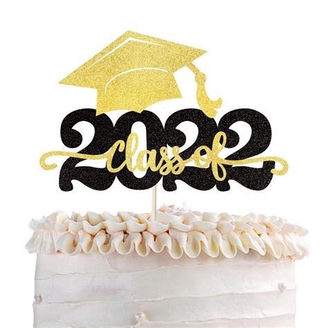 Buy 1 Pack Class Of 2022 Cake Topper Glitter Congrats Grad Cap 2022