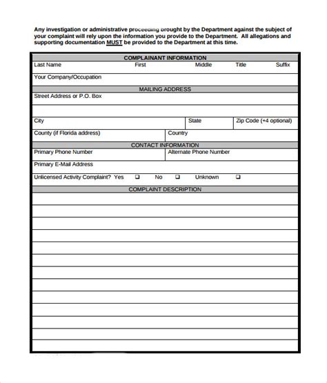 Sample Grievance Complaint Form The Document Template