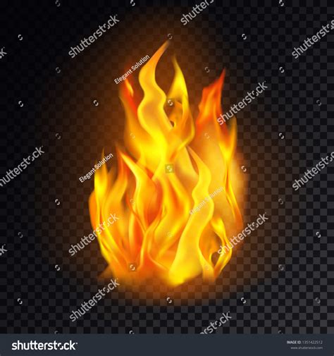 Realistic Fire Isolated On Transparent Background Stock Vector Royalty