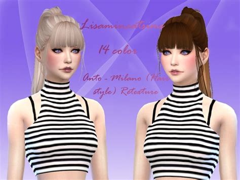 The Sims Resource Anto`s Milano Hair Retextured By Lisaminicatsims