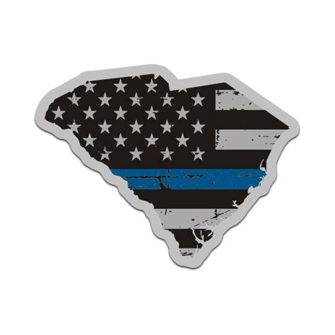 South Carolina State Blue Line Decal Sc Tattered American Flag Sticker