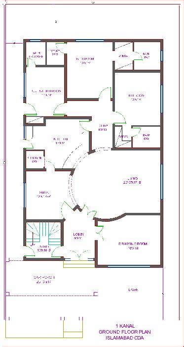 Download 3 bedroom home maps. DHA drawing | My house plans, Architectural house plans ...