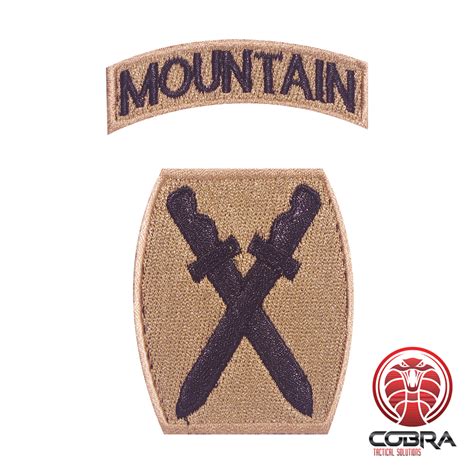 10th Mountain Division With Tab Gold Embroidered Military Patch