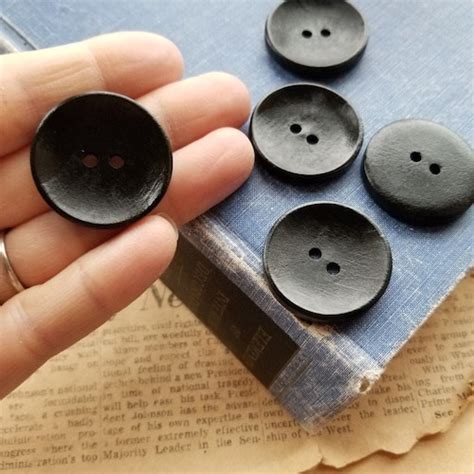 Large Round Dark Wood Buttons 30mm Etsy